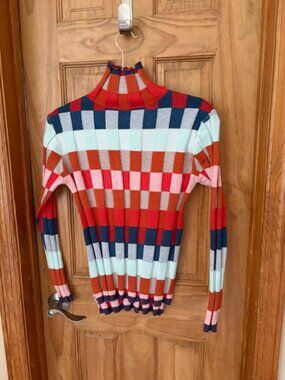 NWOT Plaid mock neck sweater